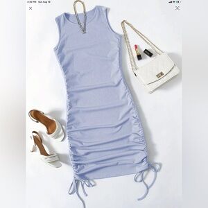 Drawstring Side Rib Knit Bodycon Dress